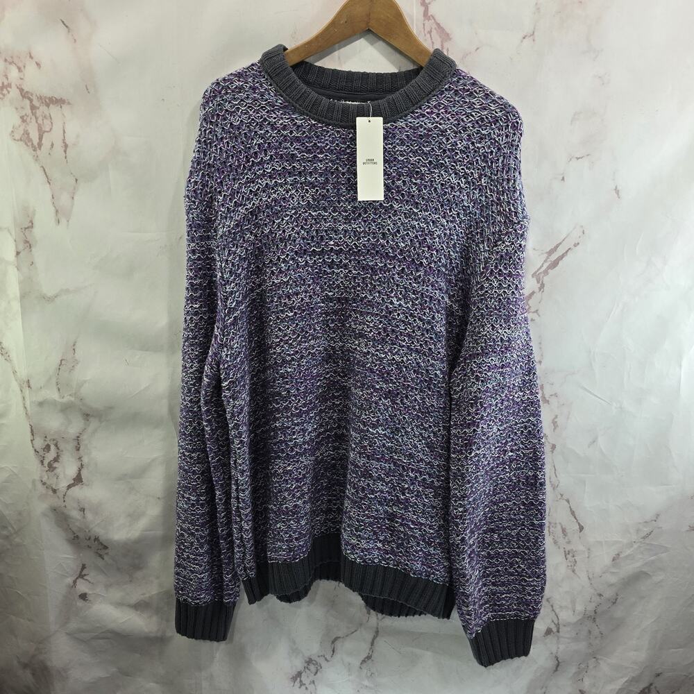 BDG Sweater Mens XL Purple Otto Knit Oversized Crewneck Marled Urban Outfitters